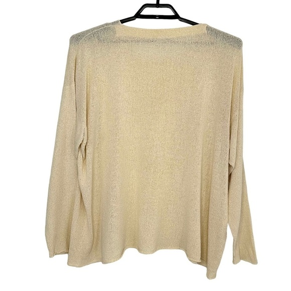 ESKANDAR Womens Silk Blend Boxy Open Knit Sweater Sz O/S? Cream Long Sleeve - Picture 2 of 8